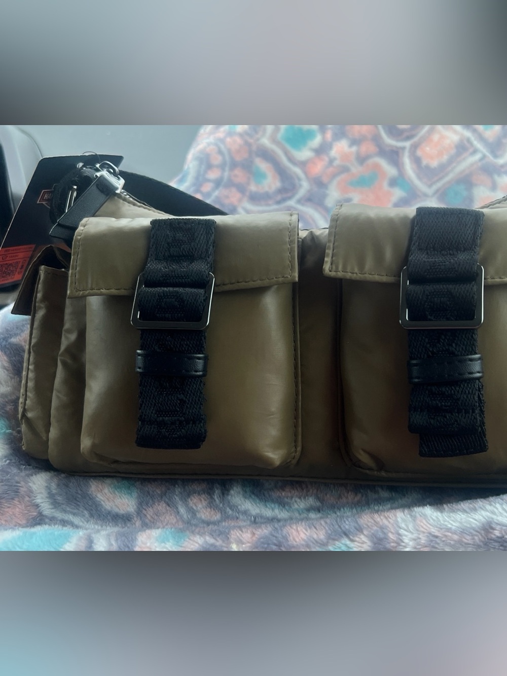 Harley Davidson NWT olive green nylon shoulder purse